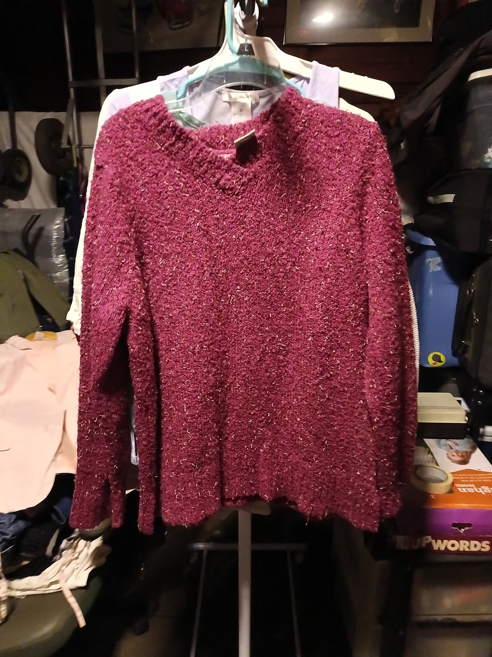 White Stag Sparkle Crewneck Sweater in Plum